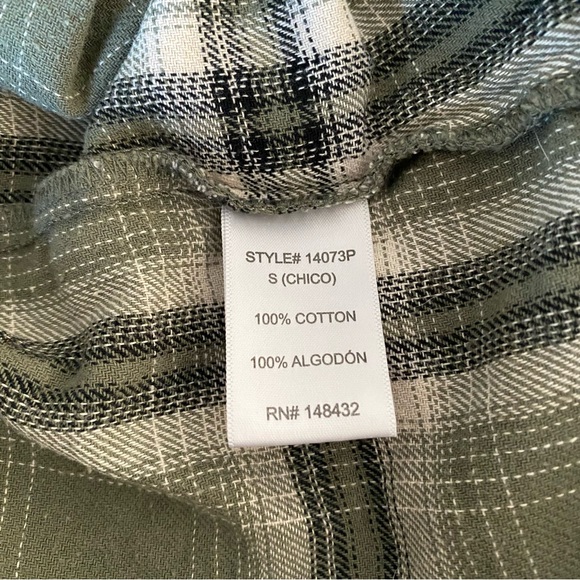 Staccato‎ Womens Green Plaid Flannel Roll Up Sleeve Button-Down Shirt Size Small - Picture 11 of 12